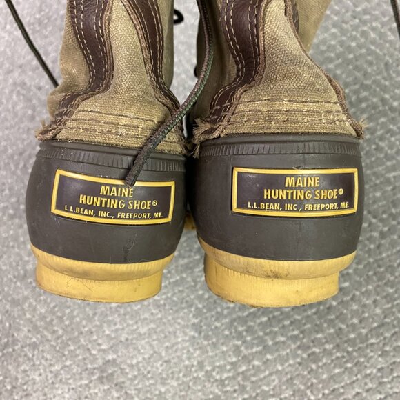 LL Bean Signature Waxed Canvas Maine Hunting Shoe Duck Boots Womens 8M USA Brown - Picture 2 of 15